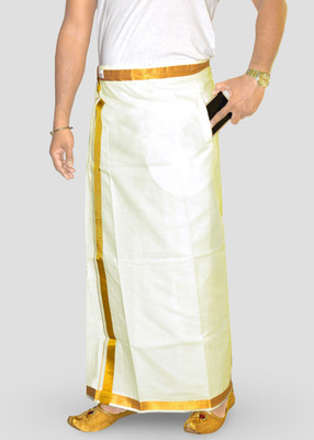TUNI MANI Men's Cotton Wlcro Dhoti with Pocket/Adjustable for all size (28-44 Inches) Solid Men Dhoti