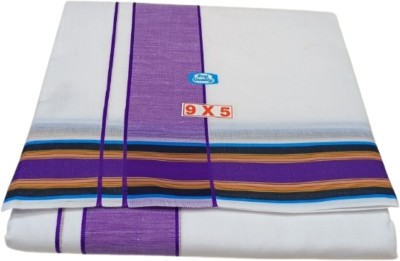 TRUEVELLI Pure Cotton Dhoti With 3'Inch Border Colour Dhoti Size:9x5 Solid Men Dhoti