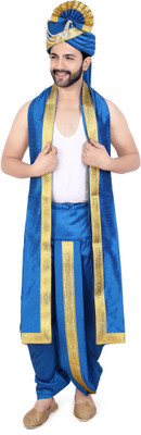 PRIYAKANT SAFAWALA SKY BLUE SAFA DHOTI SET Solid Men Dhoti