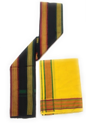 JUPALAW TRENDY & TRADITIONAL FANCY COTTON DHOTI/LUNGI WITH GAMCHA Solid Men Dhoti
