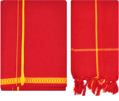 TUNI MANI Temple Wear Dhoti with Towel Solid Men Dhoti