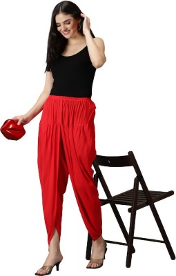 DIVINATION Women's Loose Fit Viscose Rayon Dhoti Pant Red Solid Women Dhoti