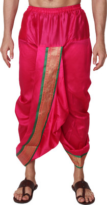 RAMESHWARAM FABRICS Men's Dhoti Set ready to wear Readymade Dhoti Pant- Silk Solid Men Dhoti