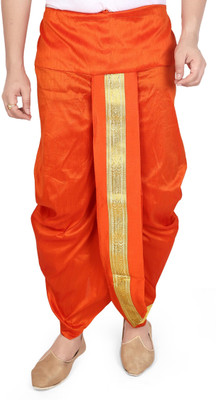 PRIYAKANT SAFAWALA ORANGE SINGLE DHOTI Solid Men Dhoti