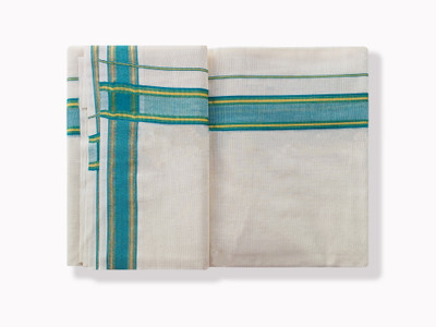 Vairavaa Tex VT 4219 Ramar Green Gold Fancy 4.00 Meter Dhoti Solid Men Dhoti