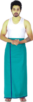 Prakasam Cotton Single(1.30x2.00mtrs-4 yard) Green colour solid men's HB border dhoti Solid Men Dhoti