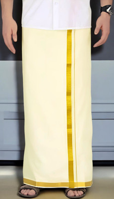 TUNI MANI 2.0meter / 3/4inch Gold Jari Single Dhoti Solid Men Dhoti