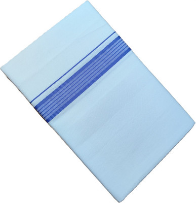 ManoCotton Men Fancy Lavender Blue Border Regular Wear Dhoti/Vesti/Mundu With 1Inch Border Solid Men Dhoti