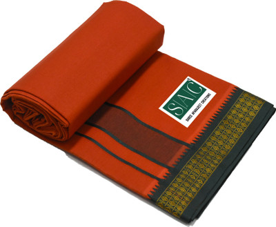 Sawariya handloom Men's Red Colour Trendy & Traditional Embroidered Border Cotton Men's Dhoti Embroidered, Self Design, Solid Men Dhoti