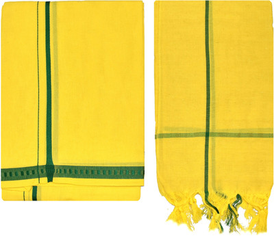 TUNI MANI Temple Wear Dhoti with Towel Solid Men Dhoti