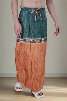 JANKISFASHION Cotton Dhoti with Dual Pockets -Traditional & Ready to wear Veshti Mundu Panche Printed Men Dhoti