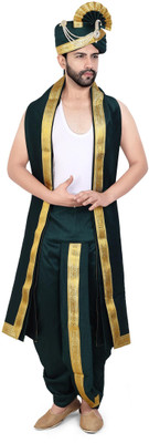PRIYAKANT SAFAWALA GREEN SAFA DHOTI SET Solid Men Dhoti