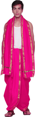 RAMESHWARAM FABRICS Unstitched Silk Dhoti Set , Dhoti Gamcha Set , Ideal for Pooja & Festival Solid Men Dhoti