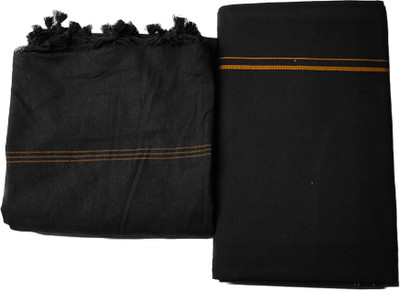 ManoCotton Men Temple Wear Dhoti/Vesti/Mundu Size of 2Mtrs With Towel Solid Men Dhoti
