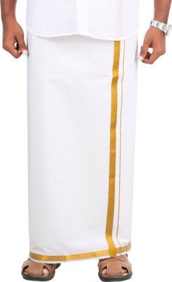 Prakasam Cotton Premium Quality Zari Border Single (1.27X2.00 mtrs) Solid Men Dhoti