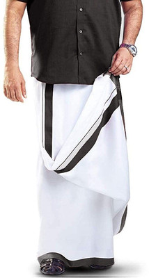 Sudhacreations Black border double Solid Men Dhoti
