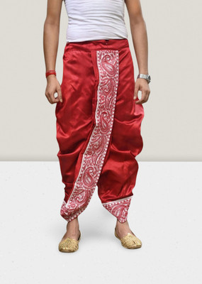 GOURI COLLECTIONS Ready To Wear Pant System Marwadi Embroidered With Adjustable Drawstring Embellished Men Dhoti