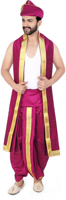 PRIYAKANT SAFAWALA MAGENTA PUNERI 40 DHOTI SET Solid Men Dhoti