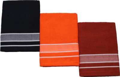 Sharan Elegance Kerala Style Cotton Dhoti Single size with 1.9 meters Set 3 Solid Men Dhoti