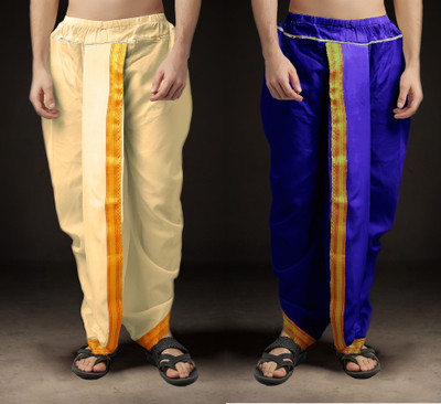 Spewim Men Ready-to-Wear Dhoti Ethnic Wear for Festivals & Weddings Free Size, Beige Solid Men Dhoti