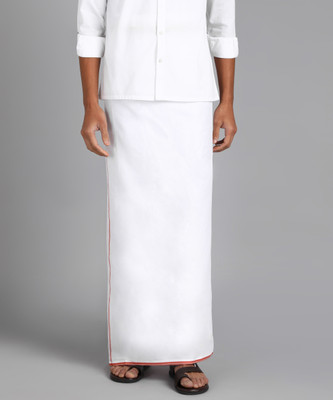 SAC SHREE APARAJEET CREATIONS Men's Traditional White Cotton Free Size Multicolor Border Dhoti (pack of 2 ) Striped, Solid Men Dhoti
