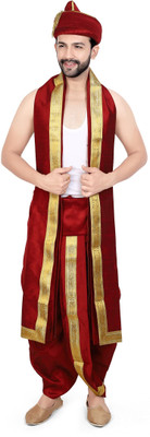 PRIYAKANT SAFAWALA MAROON PUNERI 40 DHOTI SET Solid Men Dhoti