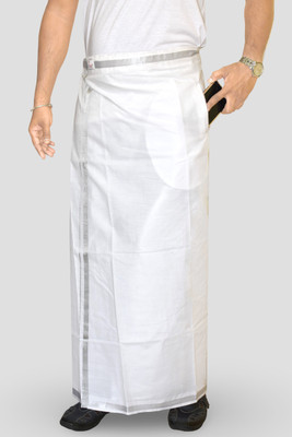 TUNI MANI Men's Cotton Velcro Dhoti with Pocket/Adjustable for all size (28-44 Inches) Solid Men Dhoti