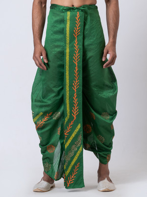 Nakshi Hand Block Print Dupion Dhoti / Weadding Dhoti For Men / Redy to wear Solid Men Dhoti