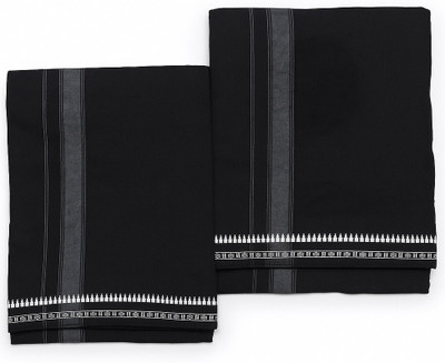 FOLKFAB Black Dhoti Self Design Men Dhoti
