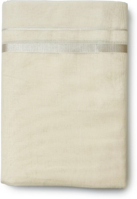 Chithra Fabrics Half White Kerala Special Kasavu Dhoti with Half Inch Silver Border Self Design Men Dhoti