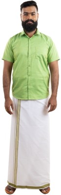 Annai Pure cotton 1 1/2 Inch Solid Men's Dhoti Striped Men Dhoti