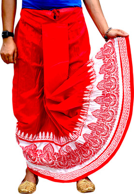 GOURI COLLECTIONS Ready To Wear Pant System PRINTED MAYUR PUCHHA DHOTI For Solid Men Dhoti