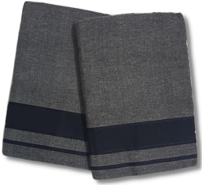 Qaboos Pack of 2 Traditional Handloom Kerala Style Grey Color Dhoti for Men (4 Muzham) Woven Men Dhoti