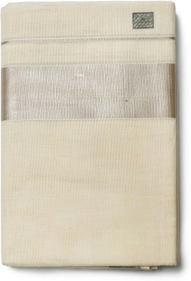 Chithra Fabrics 4.00m Kerala Traditional Mundu | 2'Inch Silver Kasavu Border Solid Men Dhoti