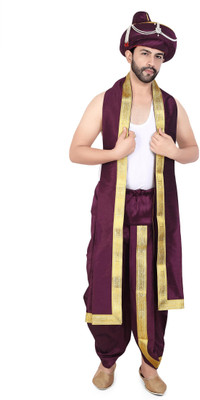 PRIYAKANT SAFAWALA WINE PESHWAI 40 DHOTI SET Solid Men Dhoti