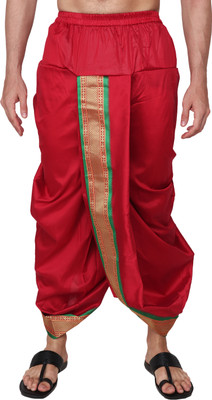 RAMESHWARAM FABRICS Men's Dhoti Set ready to wear Readymade Dhoti Pant- Silk Solid Men Dhoti