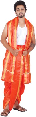 Prakasam Cotton Art silk (Asha pattu) 9x5 Colour Panchakacham Solid Men Dhoti