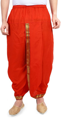 PRIYAKANT SAFAWALA RED ELASTIC DHOTI Solid Men Dhoti