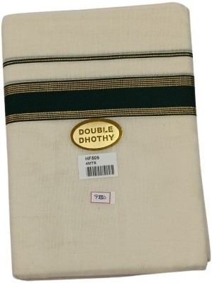 VKC SAREES KERALA KUTHAMPULLY COTTON COLOUR KASAVU DOUBLE MUNDU -MEN'S DHOTI Woven Men Dhoti