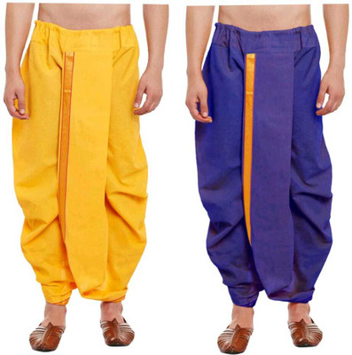 CRYSTAL REVENUE Cotton Dhoti For men (combo dhoti set of 2) Solid Men Dhoti