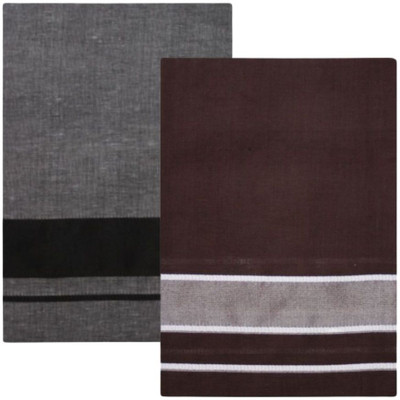 Priyam Multicolor Lungis (Mundus) Dhotis for Men AshGrey&DarkBrown (Free Size Veshti) Solid Men Dhoti