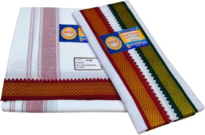 TRUEVELLI VL RC Thalapathy 2.00 Mts Dhoti + 1.80 Mts Big Angavastram Towel Set Solid Men Dhoti