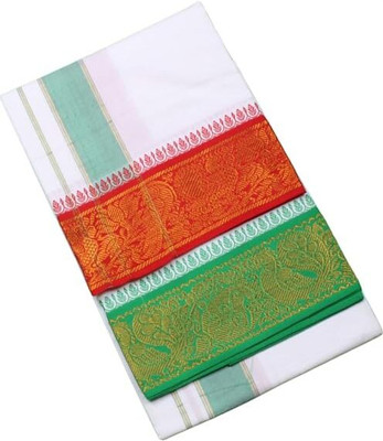 Tharunsha Elite THARUNSHA ELITE Men's Single Dhoti -2 Mtrs/Mundus/Lungi Fancy Border Set of 1 Striped Men Dhoti