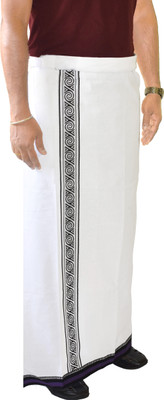 TUNI MANI Printed Border Dhoti / Length 2.0mtr Single Dhoti Solid Men Dhoti