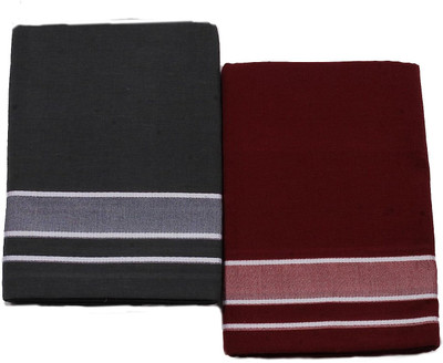 Tharunsha Elite THARUNSHA ELITE Cotton Men's Single Dhoti -1.9 Mtrs Kerala Dhoti Set of 2 Solid Men Dhoti