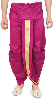 PRIYAKANT SAFAWALA MAGENTA SINGLE DHOTI Solid Men Dhoti