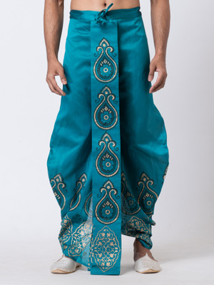 Nakshi Hand Block Print Dupion Dhoti / Weadding Dhoti / Redy to wear Solid Men Dhoti
