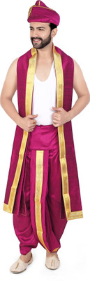 PRIYAKANT SAFAWALA MAGENTA PUNERI 38 DHOTI SET Solid Men Dhoti