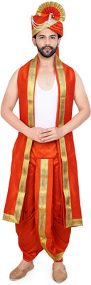 PRIYAKANT SAFAWALA ORANGE SAFA DHOTI SET Solid Men Dhoti