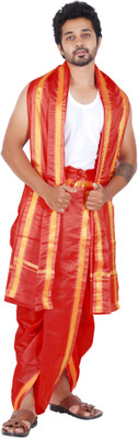 Prakasam Cotton ASHA PATTU READY TO WEAR PANCHAKACHAM Solid Men Dhoti